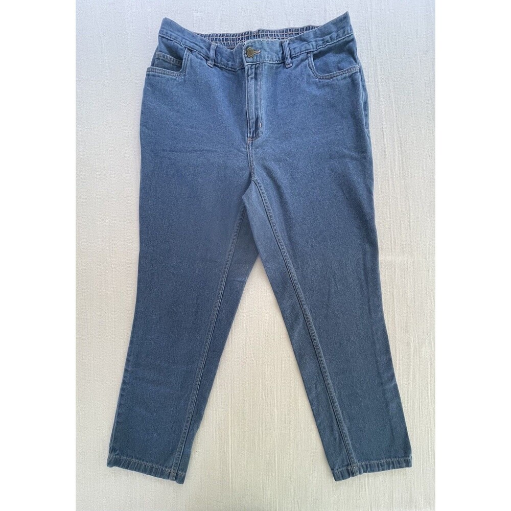 Women Within Jeans 14W Petite Blue 5-pocket, Zipper, Elastic Back, Cotton